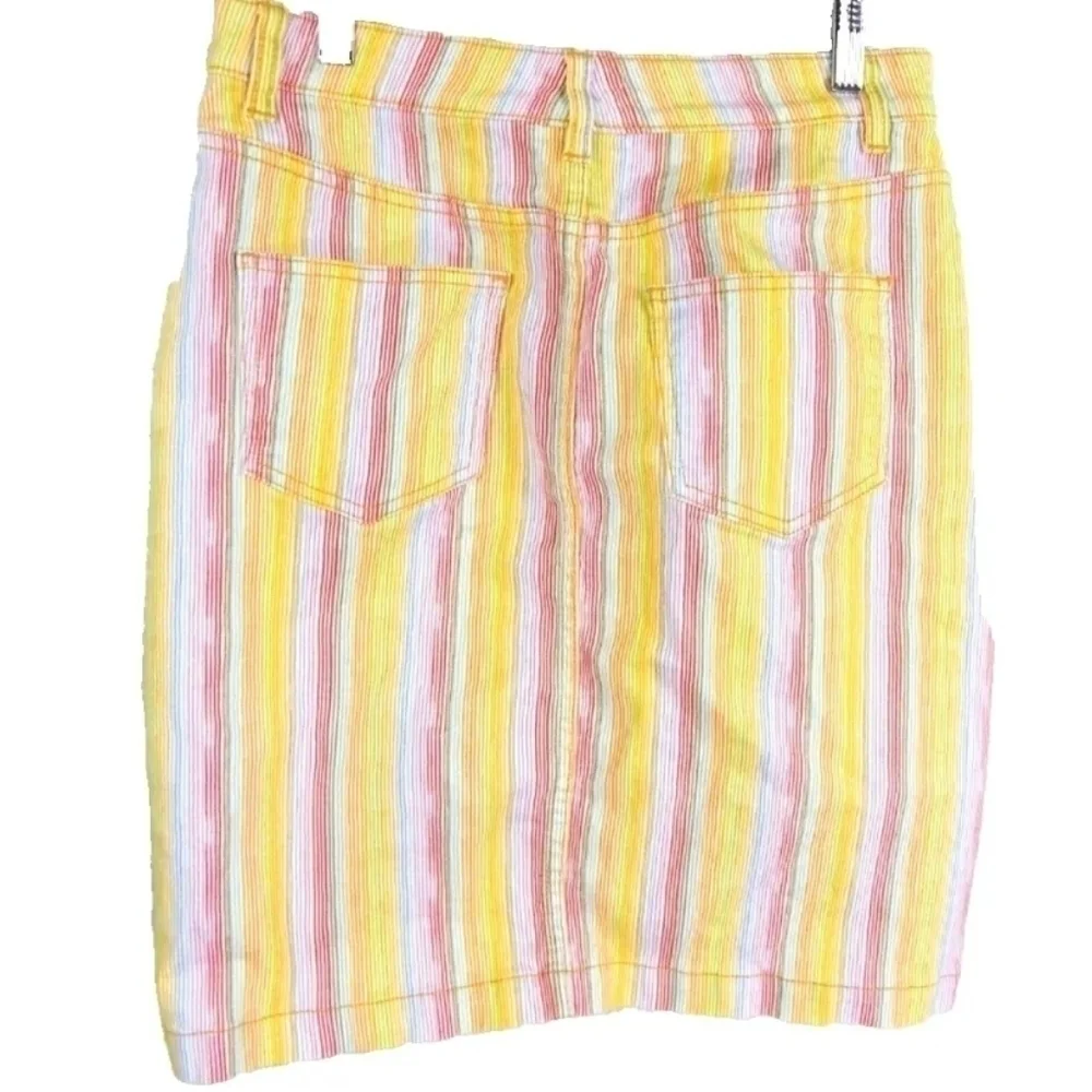 Maeve Anthropologie Rainbow Denim Pencil Skirt